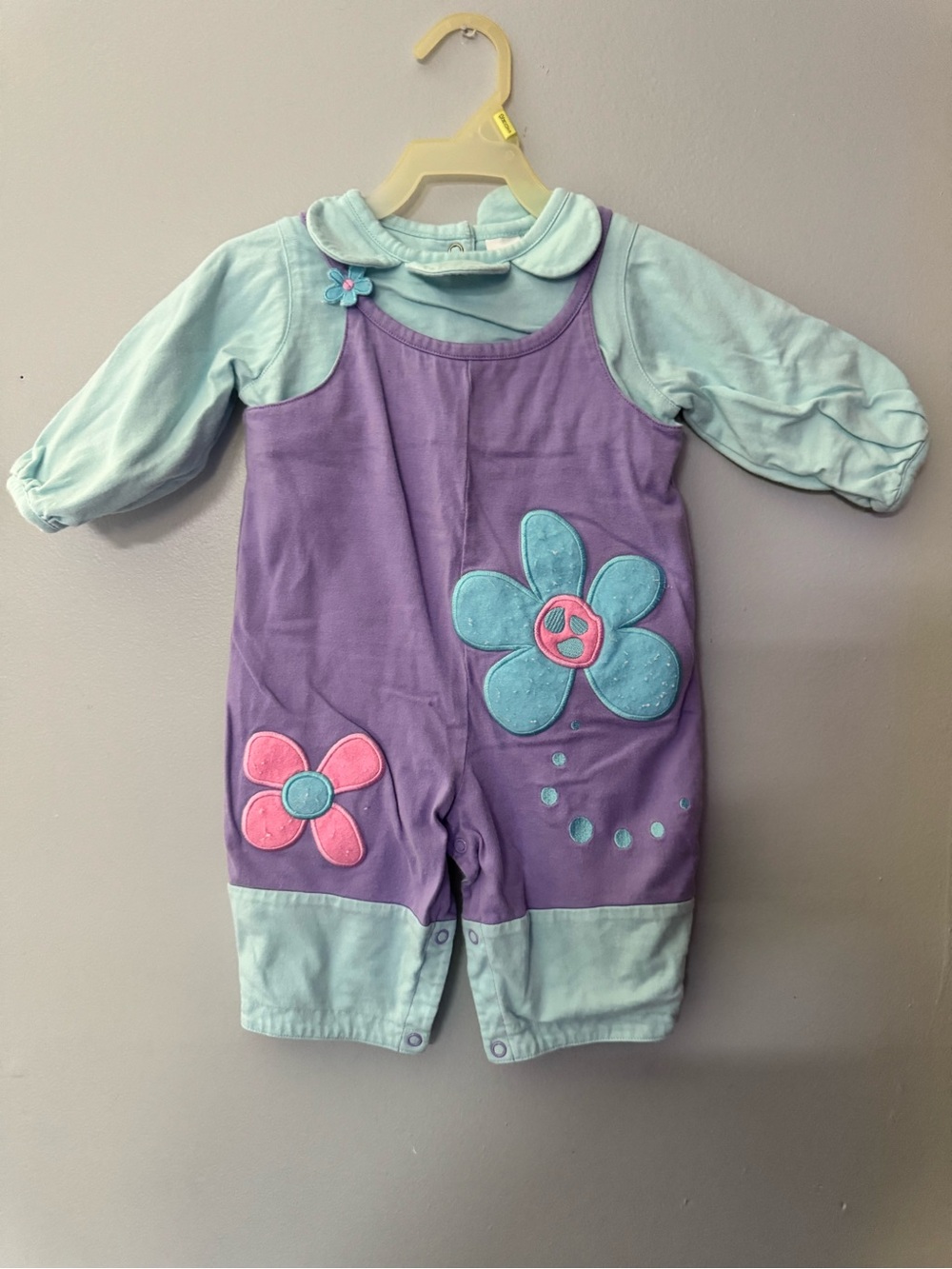 Vintage baby UR it Purple & Light Blue Floral One-Piece Romper